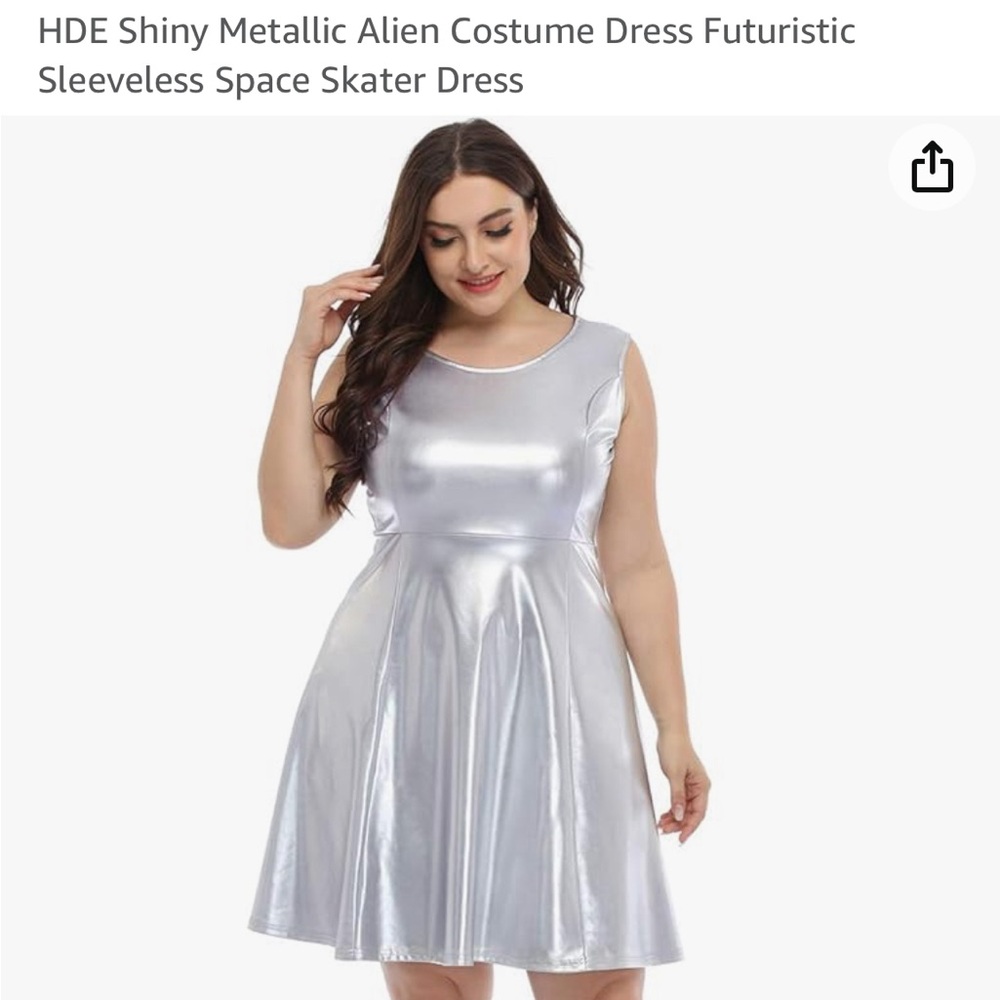 HDE Silver Metallic Skater Dress 2X